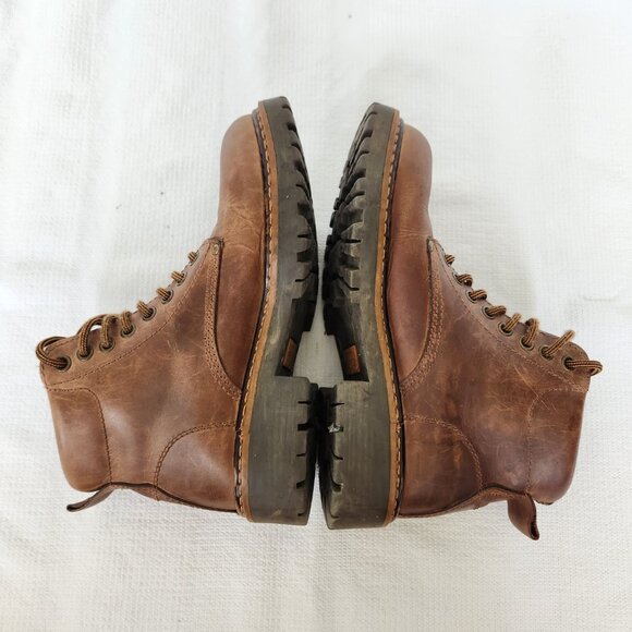 Vintage Y2K American Eagle 8 Brown Leather Combat Boot Grunge Lug Goth Rugged - Picture 10 of 11